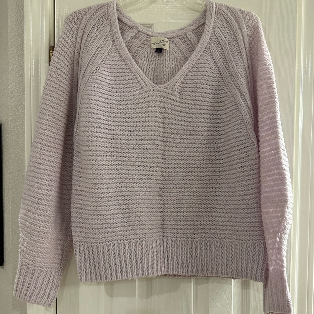 Balloon Sleeve V-neck Sweater